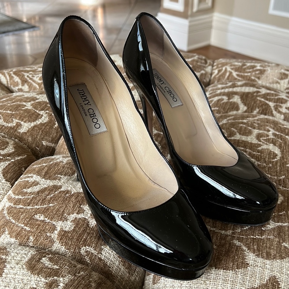 Jimmy Choo Cosmic Pumps in Black Patent Leather